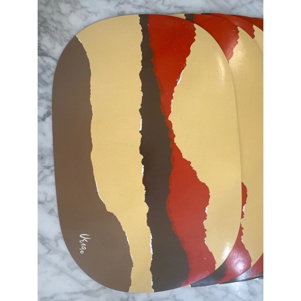 VTG 70's Vera Neumann Abstract Southwest Placemats Set of 6 Brown Red Tan MCM
